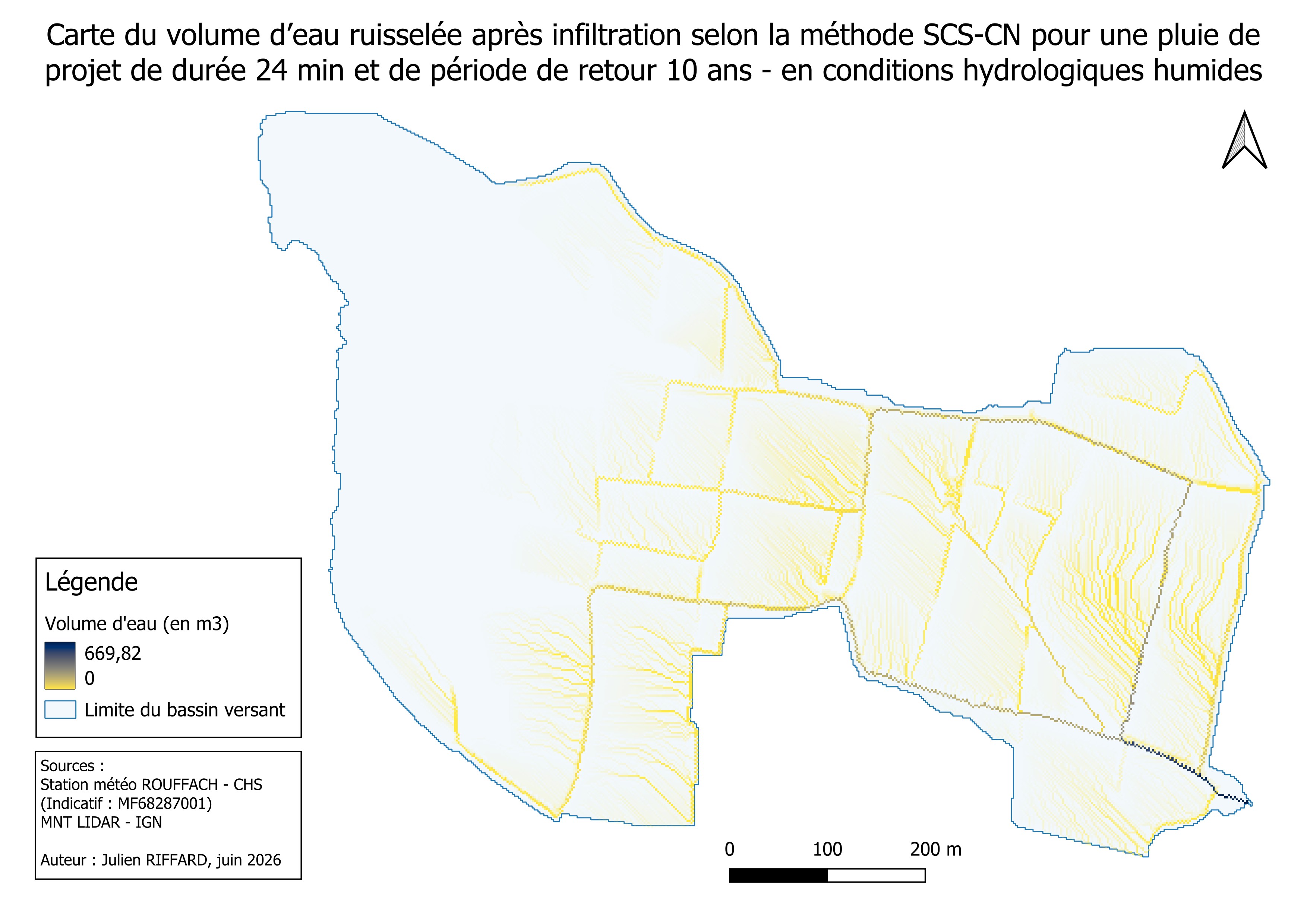 Volumes ruisselés T10 - conditions humides
